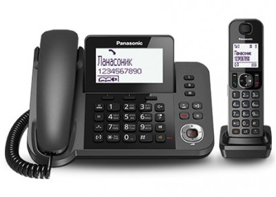 Телефон Panasonic KX-TGF320RUM с автоответчиком Цифровой беспроводной телефон с автоответчиком c 1 проводной трубкой и 1 беспроводной трубкой
